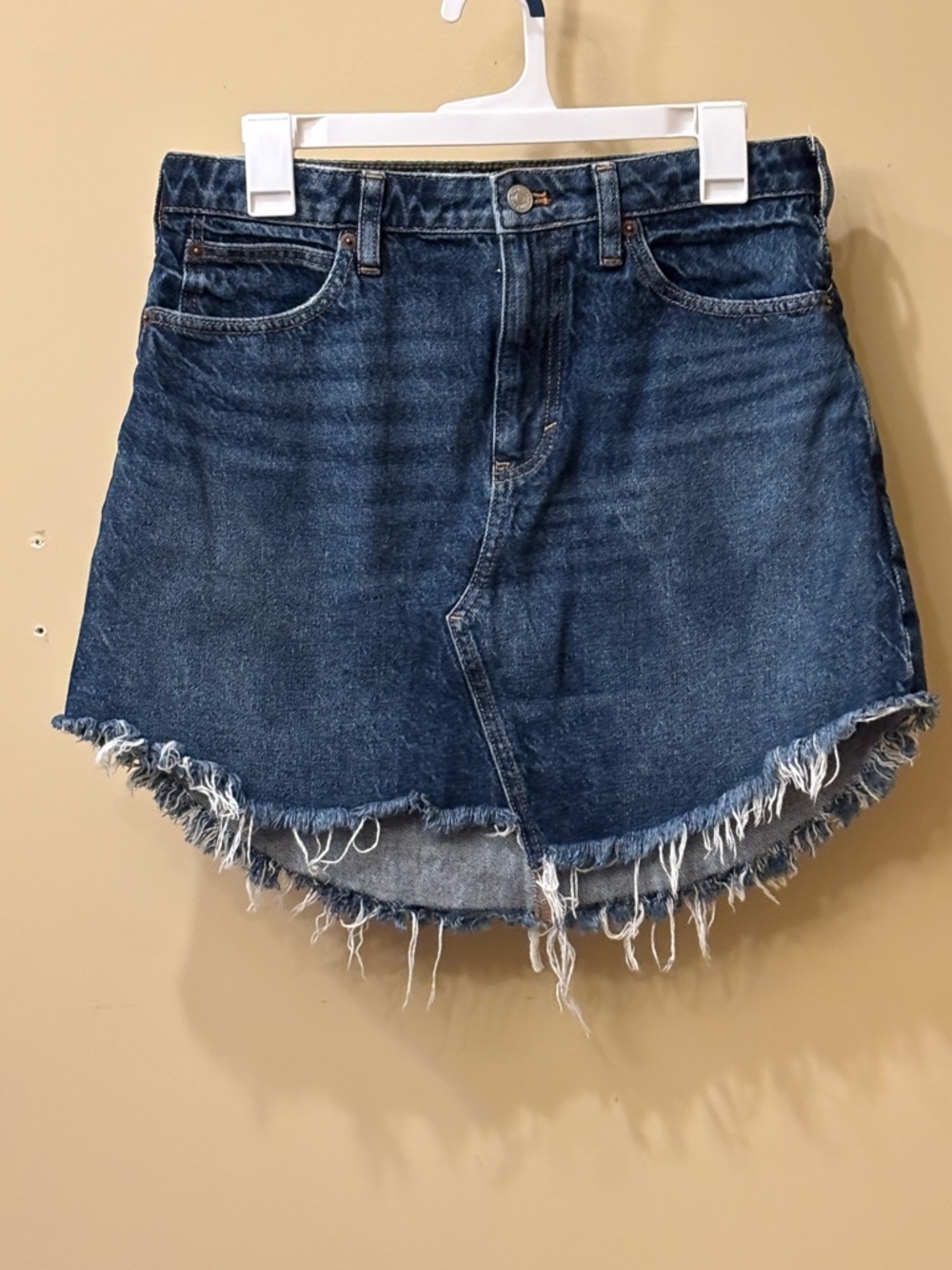 We The Free Denim Mini Skirt Size 29 Raw Hem Blue Jean Skirt Free People - Picture 2 of 6